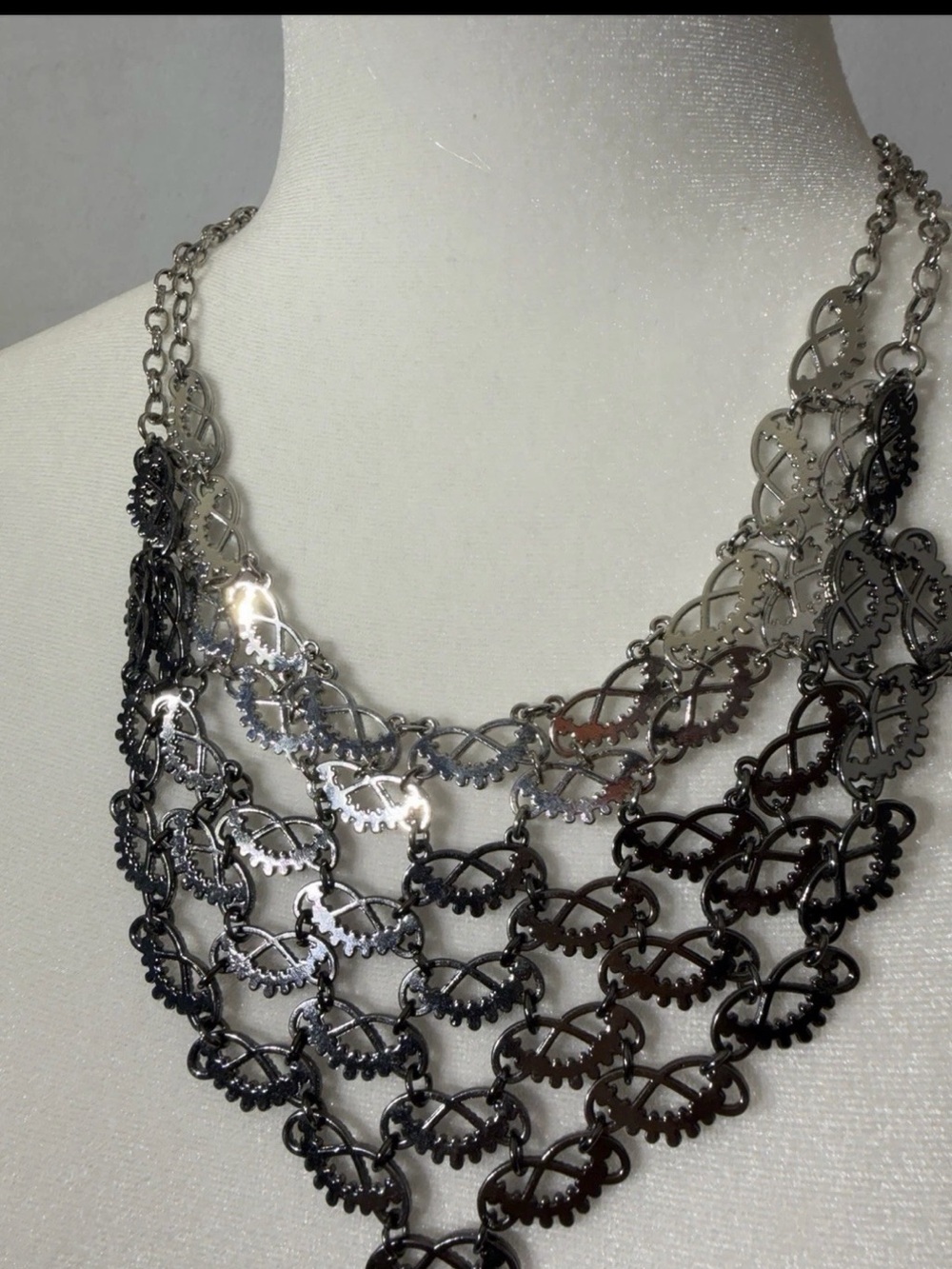 NewYork&co Women’s Multi-Layer bib necklace Silver-Tone Statement Necklace